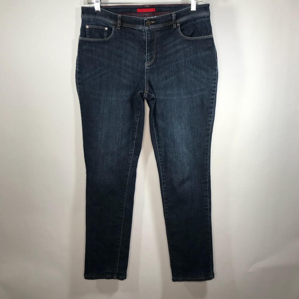 L.L.Bean Women’s Flannel-Lined Jeans Dark Wash Straight Leg Size 12 EUC